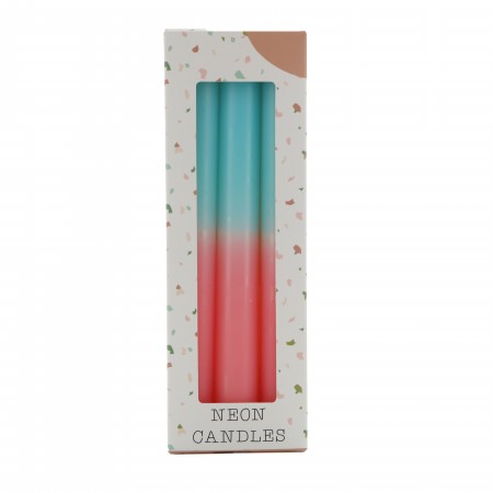 Set of 3 Turquoise and Apricot Stick Candles 20x2cm