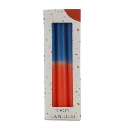Set de 3 bougies à bâton couleur bleu et orange 20x2cm