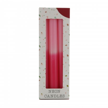 Set of 3 stick candles pink and red 20x2cm