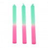 Set de 3 bougies à bâton couleur rose et turquoise 20x2cm