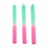Set di 3 candele a bastoncino rosa e turchese 20x2cm