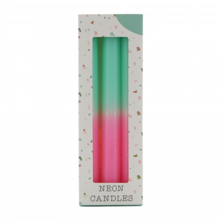 Set of 3 stick candles pink and turquoise 20x2cm