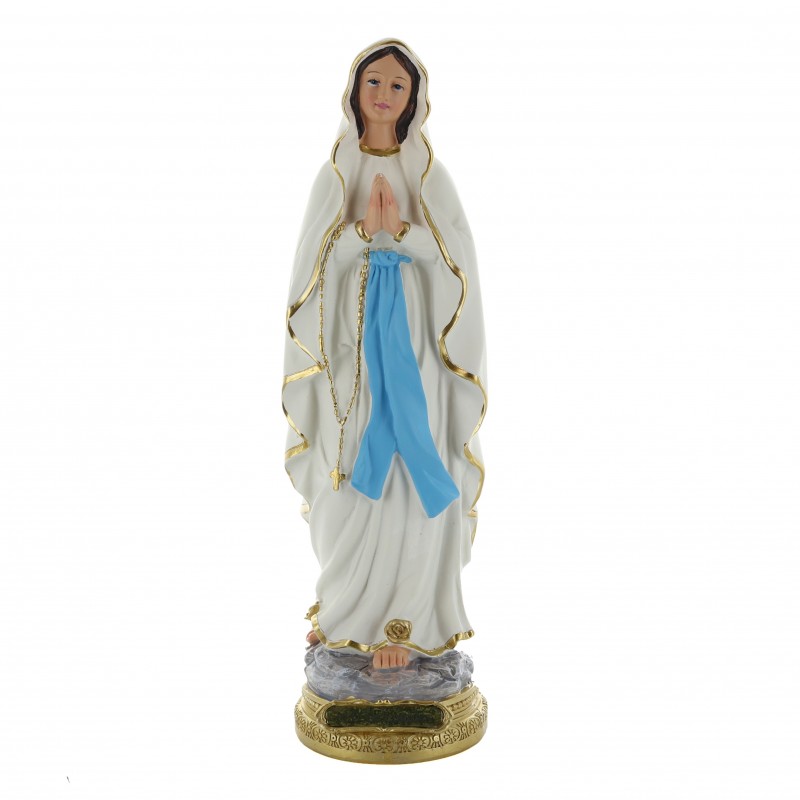 Statua di Nostra Signora di Lourdes in resina colorata 30 cm
