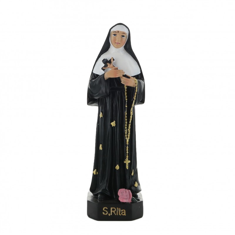 Statue of Saint Rita with bees in coloured resin 40 cm