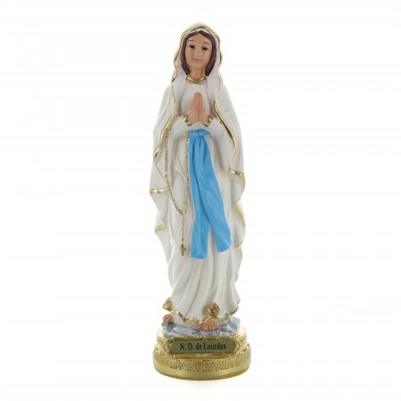 Statue de Notre Dame de Lourdes en résine colorée 22cm