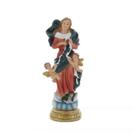 Statue of Mary untying knots in coloured resin 11cm