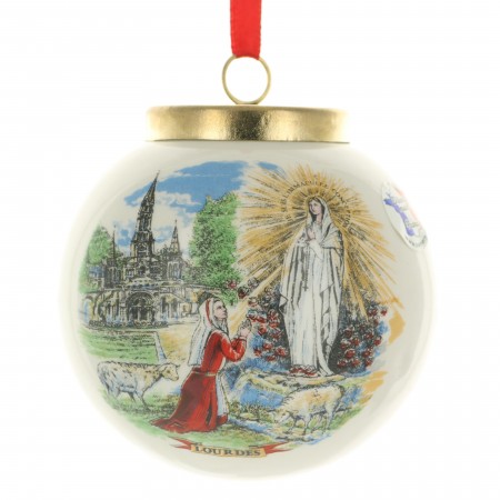 Palla di Natale in ceramica dell'Apparizione decorata a mano