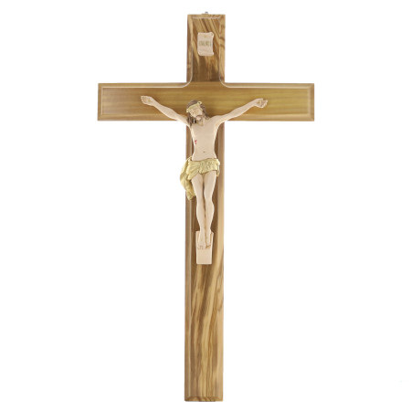 Crucifix En Bois D'Olivier De Bethléem - 12,7cm - Sculpture Main - Pièce Religieuse Authentique