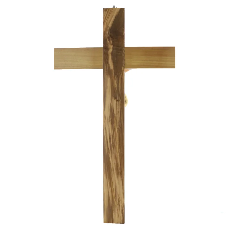 Crucifix En Bois D'olivier 'Espérance' - 15 Cm De Haut, Fabriqué En Italie, Christ En Métal, Cadeau Religieux Pour Baptême, Communion