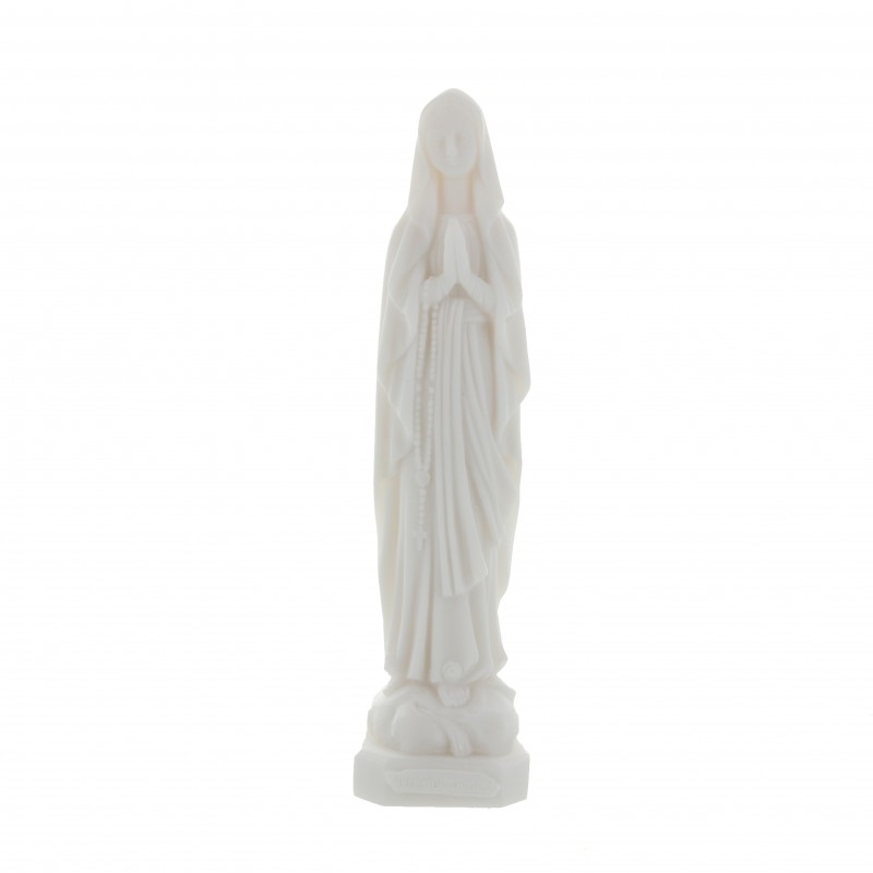 Statue de Notre Dame de Lourdes en albâtre blanche 20 cm