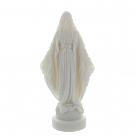 Statue de la Vierge Miraculeuse en albâtre blanche 17 cm