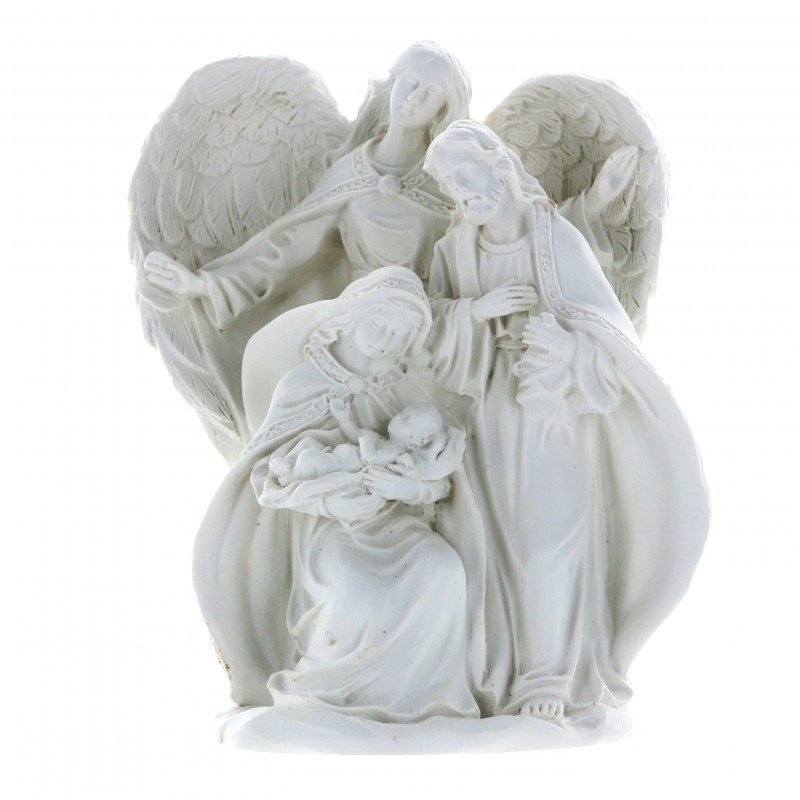 White Resin Statue of the Holy Family of 14 cm