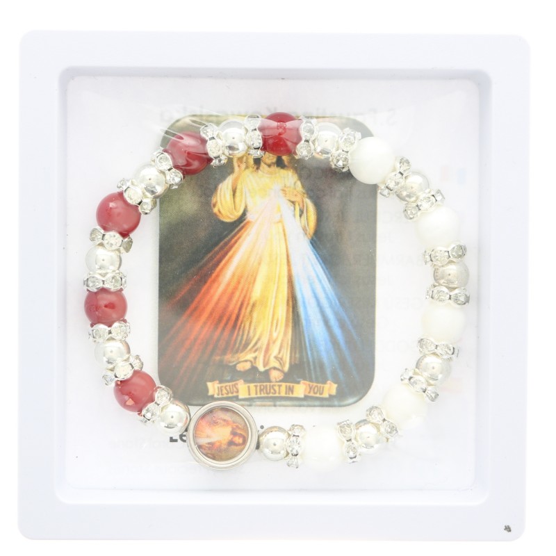Bracciale del Cristo Misericordioso con pietre semipreziose Bracciale del Cristo Misericordioso con pietre semipreziose