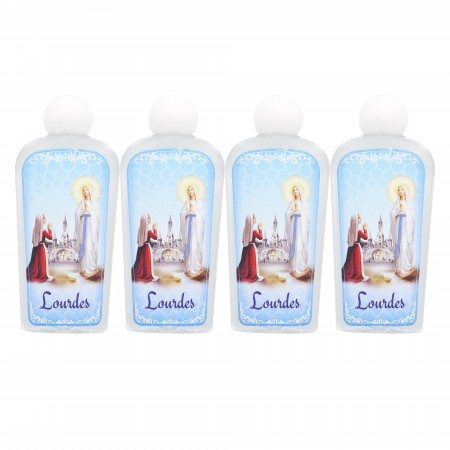 Lot de 5 bidons de 75 ml plastique avec l'eau de Lourdes et Apparition de Lourdes