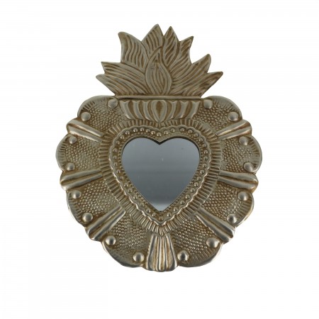 Miroir en forme d'Ex Voto effet Bronze 36 cm