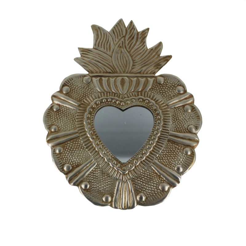 Miroir en forme d'Ex Voto effet Bronze 36 cm