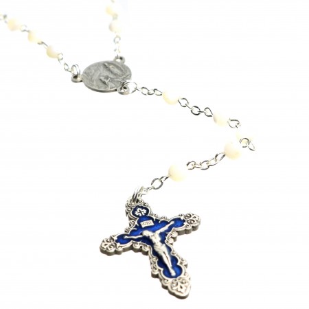 Mother of Pearl rosary with enamelled cross