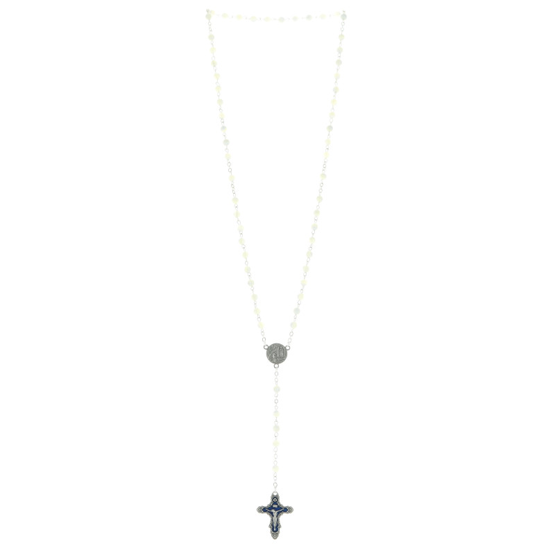 Collier Croix Argenté Avec Strass Et Perles - Cordon Ajustable, Neuf Sans Emballage, Thème Religieux