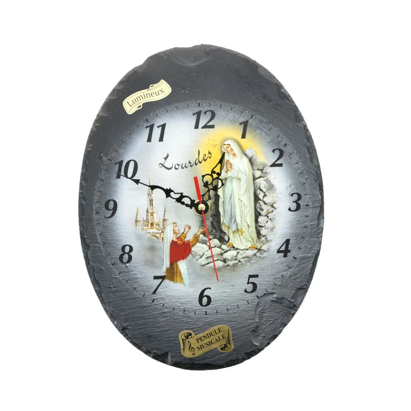 30 cm oval musical clock in slate