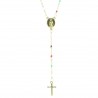 Collana rosario placcata oro di Lourdes con grani multicolori