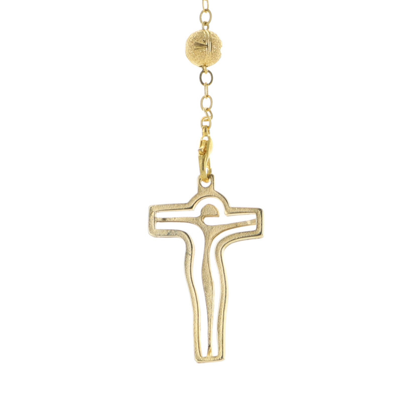 Chapelet Lourdes | Métal argenté et perles 'aigue marine