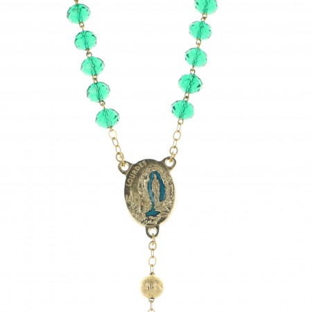 Modern Lourdes Water rosary with coloured glass beads