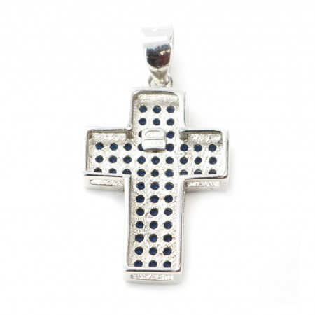 Pendentif croix argentée avec strass 20 mm