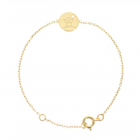 Bracelet gold plated 16 cm with round medal angel