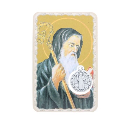 Image religieuse de Saint Benoit avec une médaille