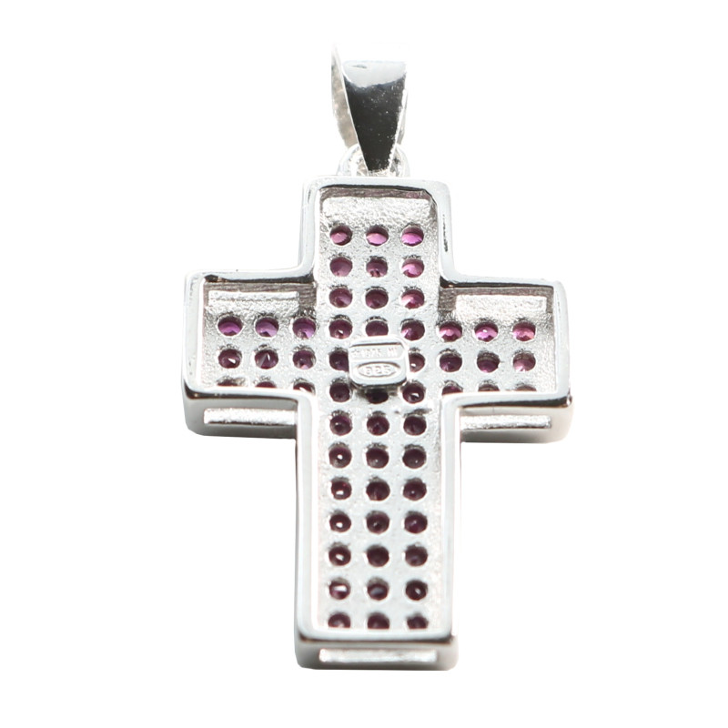 Pendentif Croix Rétro Or Avec Strass Citrine - Chaîne Incluse - Occasion Très Bon état