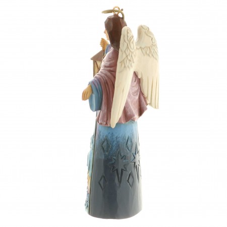 Statue Ange avec une image de la Sainte Famille de 12cm à suspendre