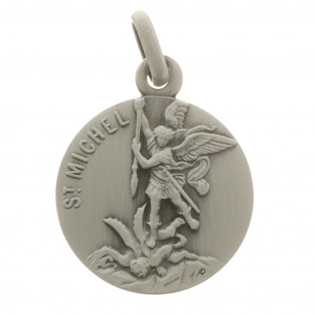 Médaille de Saint Michel en métal argenté 18mm