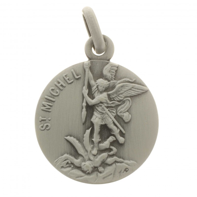Medaglia di San Michele in metallo argentato 18 mm