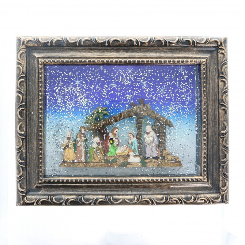 Christmas crib with glittering effect