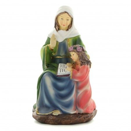 Statua di Sant'Anna in resina colorata 15 cm