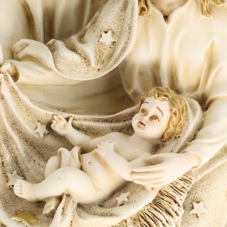 Statua della Sacra Famiglia in resina patinata bianca 40 cm