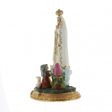 Statue of Fatima with children in coloured resin 14cm