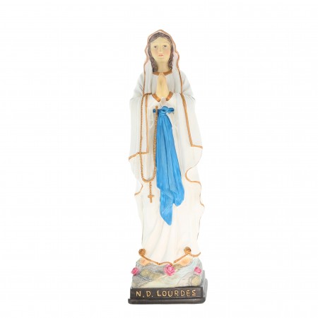 Statue de Notre Dame de Lourdes en résine colorée 40 cm