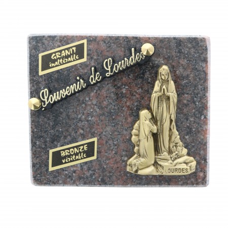 Targa funeraria dell'Apparizione di Lourdes in granito 10x12cm