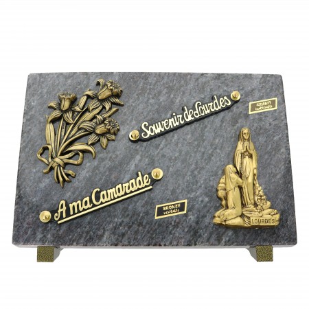 Plaque Funéraire de l'Apparition de Lourdes avec deux inters 20x30cm