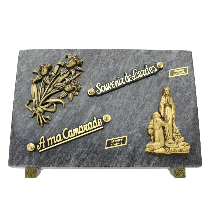 Targa funeraria dell'Apparizione di Lourdes con due interezze 20x30cm Targa funeraria dell'Apparizione di Lourdes con due interezze 20x30cm