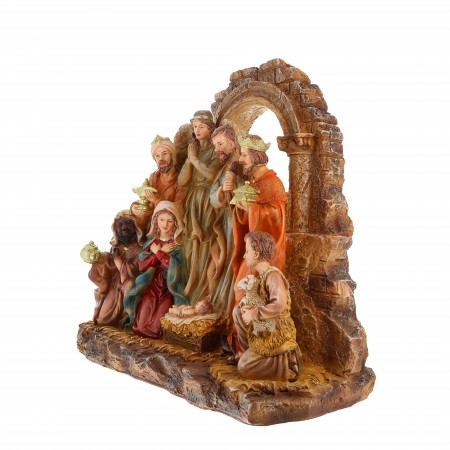 Christmas crib in colored resin of 30cm