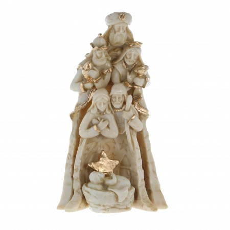 Statua della Sacra Famiglia e dei Re Magi in resina lucida