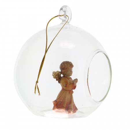 Boule de Noel transparente avec un Ange 12 cm