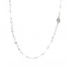 White silver necklace with glass beads, silver cross and Miraculous