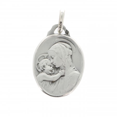 Medaglia d'argento della Vergine e del Bambino 21 mm