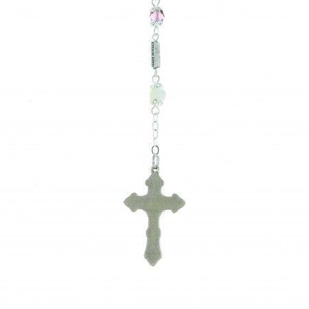 Rosario dell'Apparizione di Lourdes con grani di cristallo e madreperla