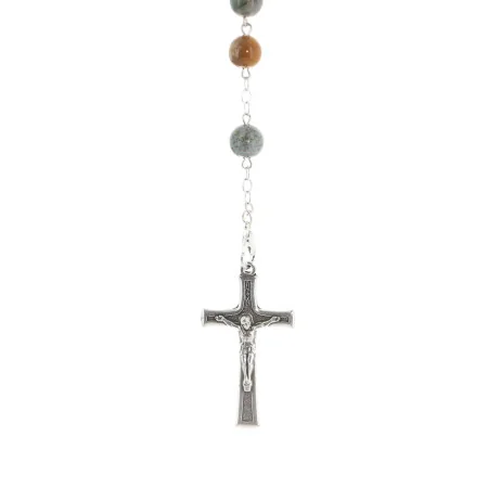 Chapelet en pierre d'Agate indienne de 8mm avec coeur d'eau