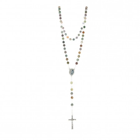 8mm Indian Agate rosary with water center piece