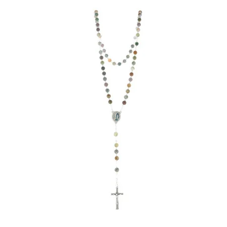 8mm Indian Agate rosary with water center piece